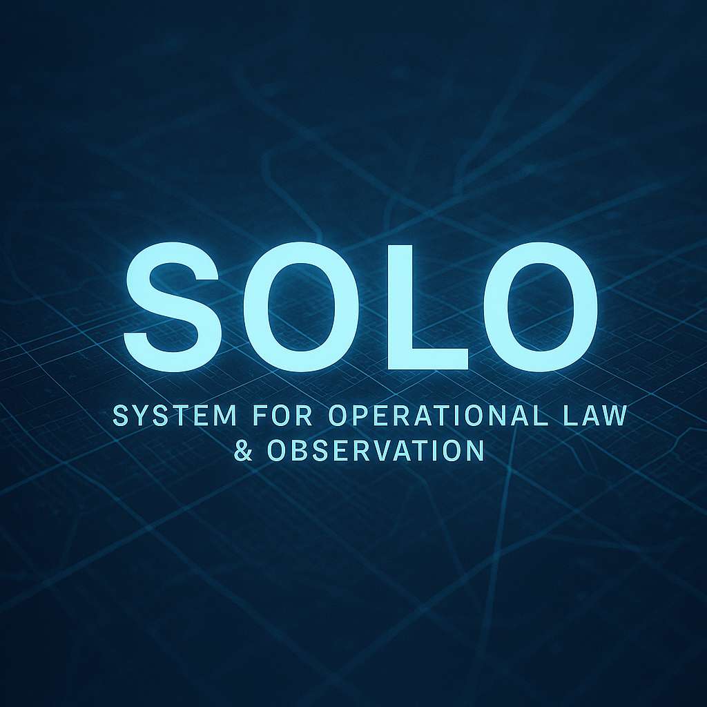 Cinematic hero image of SOLO, the AI system central to The AI Murders.